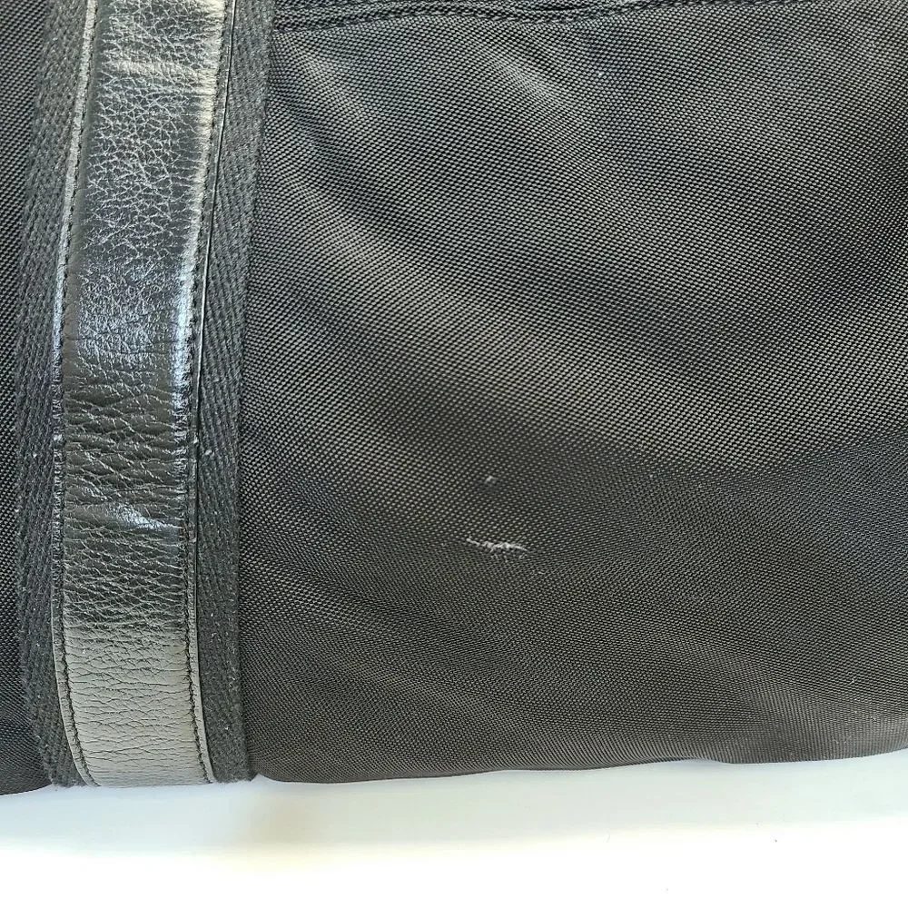 Banana Republic Large Black Canvas Leather Trim Duffle Weekender Travel Bag